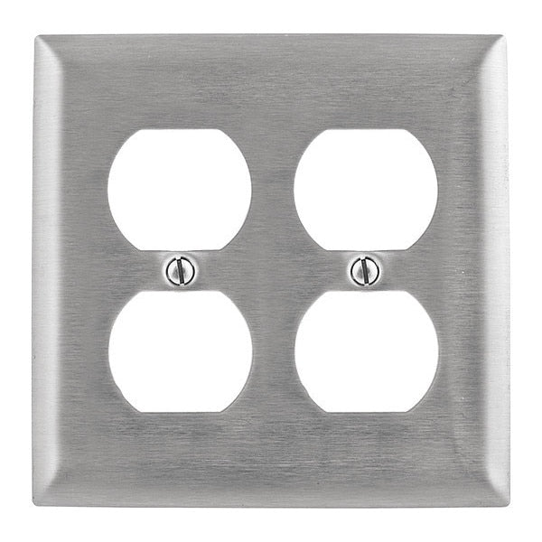 Duplex Opening Wall Plates, Number of Gangs: 2 Stainless Steel, Brushed Finish