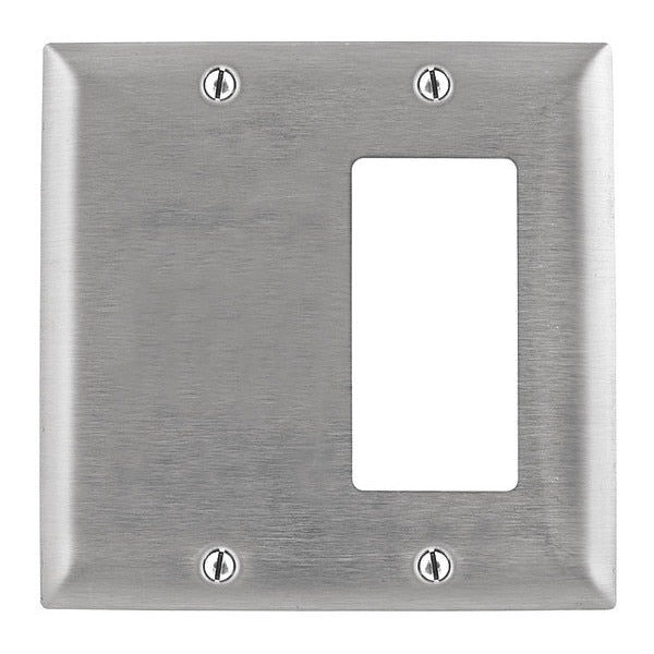 GFCI Opening Wall Plates, Number of Gangs: 2 Stainless Steel, Brushed Finish