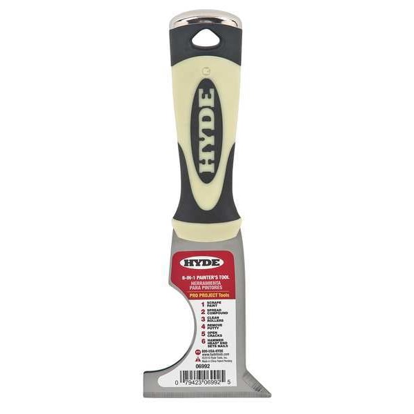 Painters Tool, Length 8 in, Blade Width 2 1/2 in, Carbon Steel, Black/Cream
