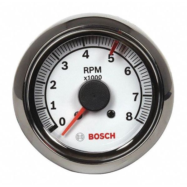 Sport II Tachometer, White/Chrome, 2-5/8