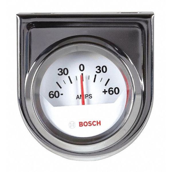 Ammeter Gauge, White/Chrome, 2