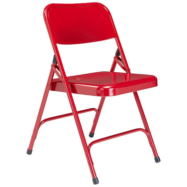 Folding Chair, Red, Steel, Unpadded, PK4