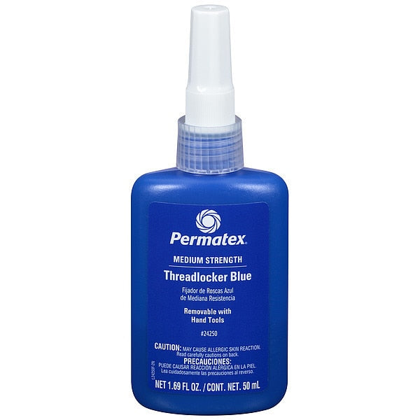 Threadlocker, PERMATEX, Blue, Medium Strength, Liquid, 50 mL Bottle