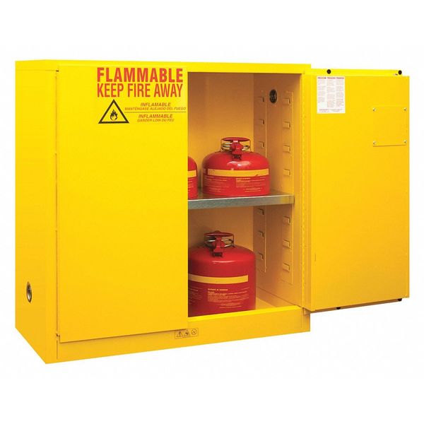Flammable Safety Cabinet, Manual Door, 30 gal.