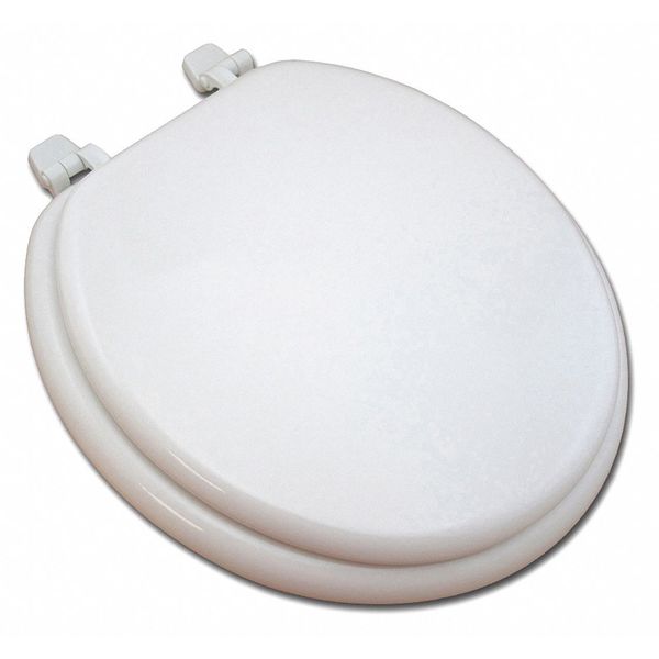 Standard Molded Wood Seat, Wht, Round, With Cover, Molded Wood, Round