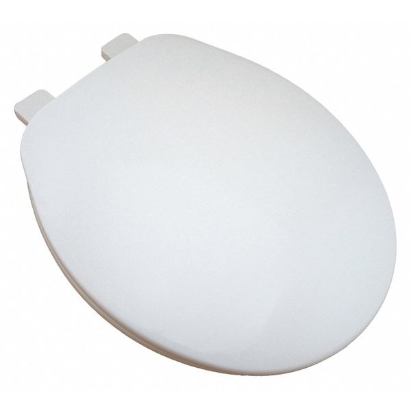 Builder Grade Plastc Toilet Seat, Wht, Rnd, With Cover, Round, White