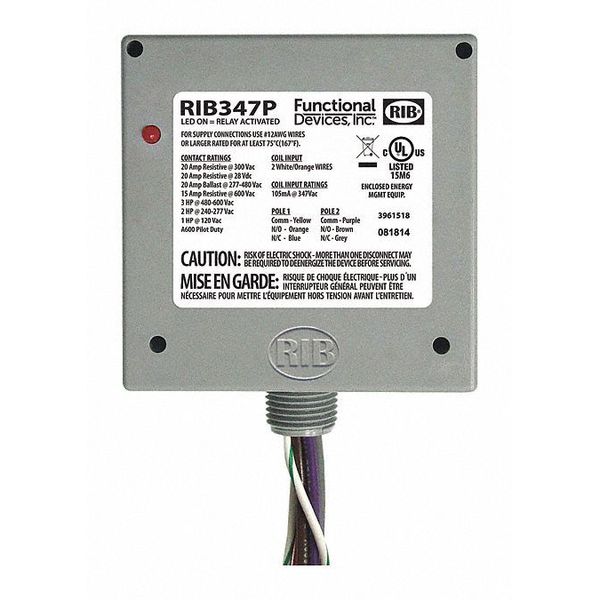 Enclosed Relay, 20A, DPDT, 347VAC Coil