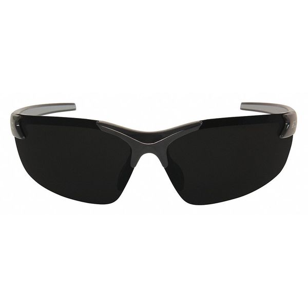 Safety Glasses, Wraparound Smoke Polycarbonate Lens, Scratch-Resistant