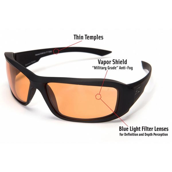 Safety Glasses, Wraparound Tiger's Eye Polycarbonate Lens, Anti-Fog, Scratch-Resistant
