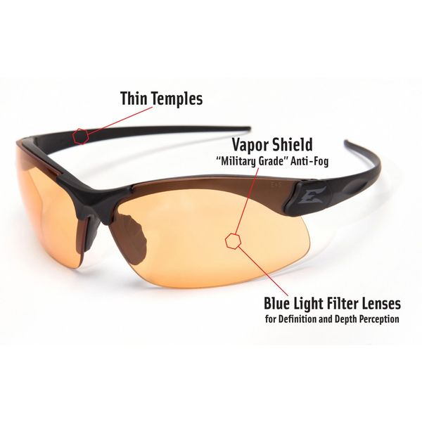 Safety Glasses, Wraparound Tiger's Eye Polycarbonate Lens, Anti-Fog, Scratch-Resistant