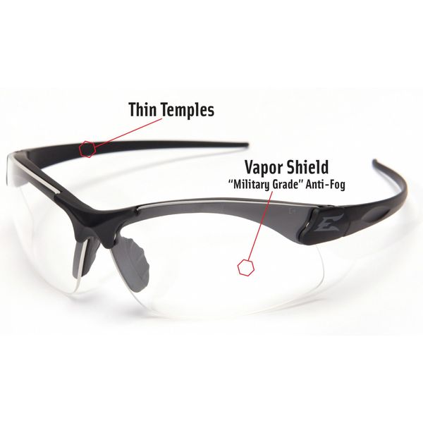 Safety Glasses, Wraparound Clear Polycarbonate Lens, Anti-Fog, Scratch-Resistant