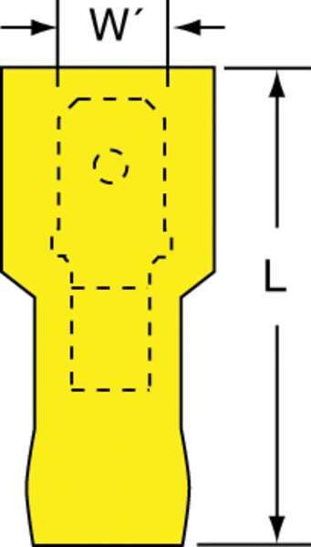 Male Disconnect, Yellow, 12-10AWG, PK25