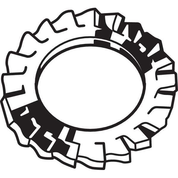 External Tooth Lock Washer, Fits Bolt Size M10 Stainless Steel, Plain Finish, 50 PK