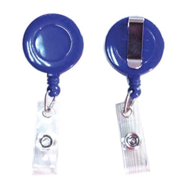 Badge Reel, Retractable/Clip, Blue, PK10