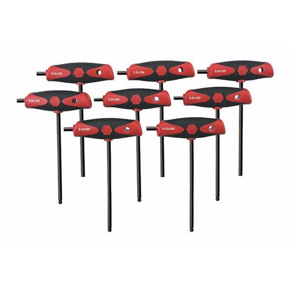 8 Piece Metric T-Shape Hex Key Set, 33496
