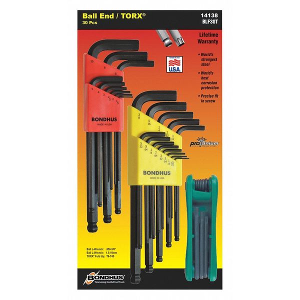 30 Piece SAE/Metric/Torx? L-Shape Torx?/Hex Key Set, 14138