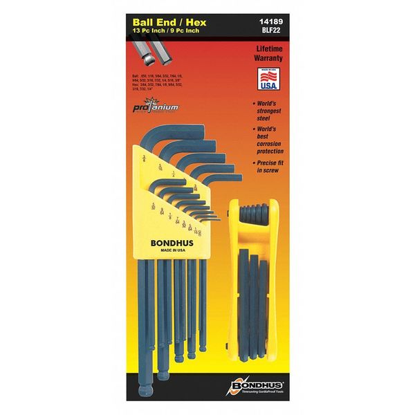 22 Piece SAE Fold-Up Hex Key Set, 14189