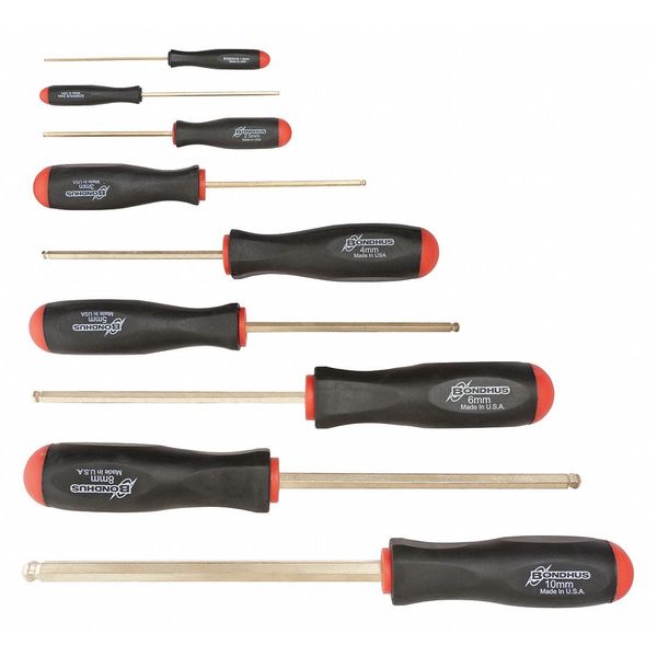 9 Piece GoldGuard Plated Ball End Screwdriver Set - Sizes: 1.5-10mm