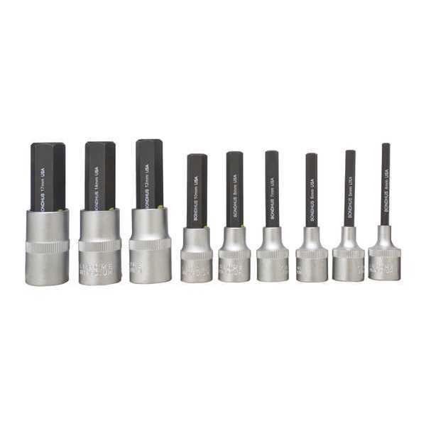 Hex End Socket Bit Set, Metric, 9 pcs