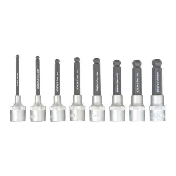 Ball End Socket Bit Set, Metric, 8 pcs