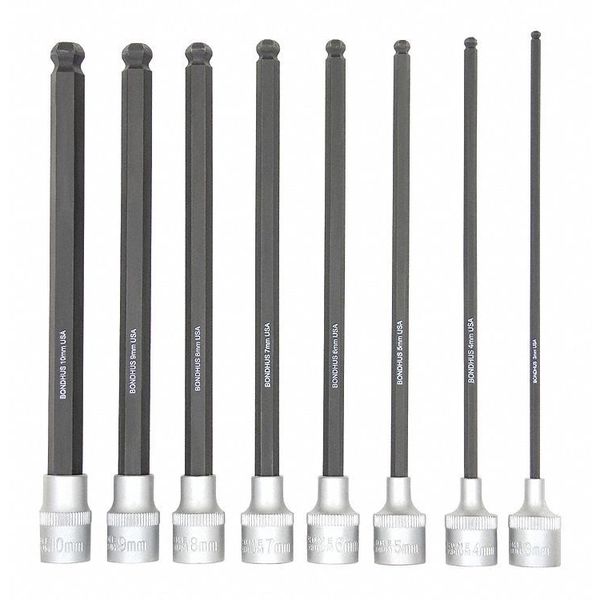 Ball End Socket Bits, Metric, 8 pcs