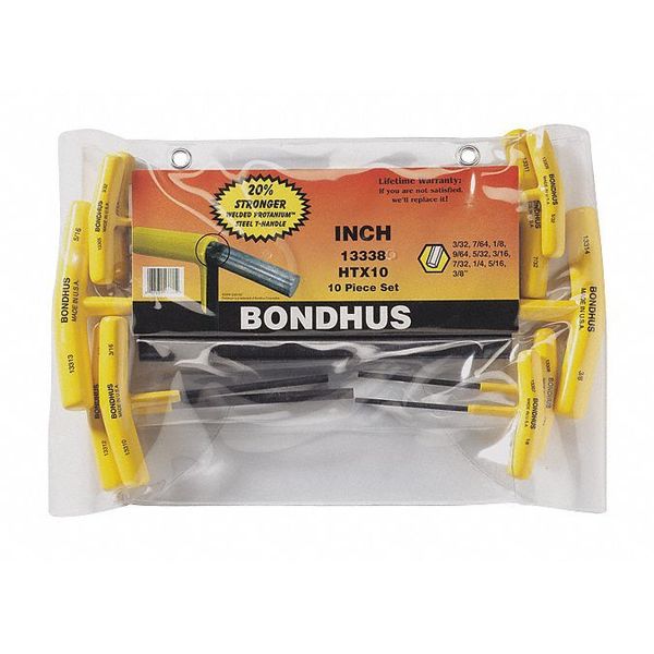 10 Piece SAE T-Shape Hex Key Set, 13338