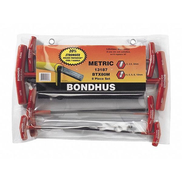 8 Piece Metric T-Shape Hex Key Set, 13187