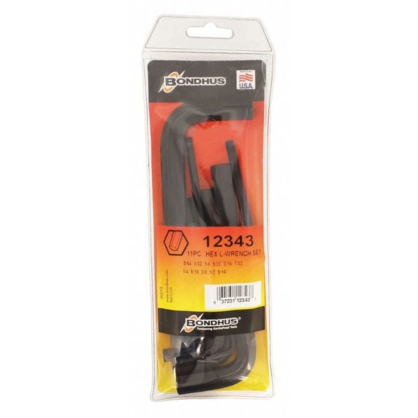 11 Piece SAE L-Shape Hex Key Set, 12343