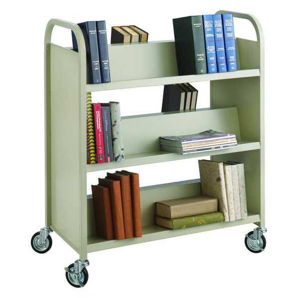 DoubleSided Book Cart, Steel 6 Shelf Cart