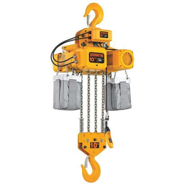 Electric Chain Hoist, 20,000 lb, 20 ft, Hook Mounted - No Trolley, Yellow