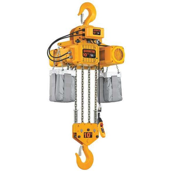 Electric Chain Hoist, 20,000 lb, 15 ft, Hook Mounted - No Trolley, Yellow