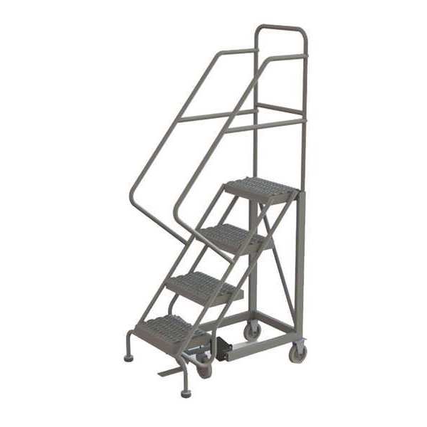 76 in H Steel Rolling Ladder, 4 Steps