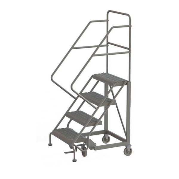 76 in H Steel Rolling Ladder, 4 Steps