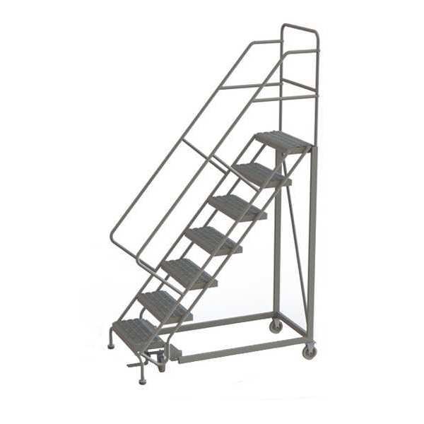 106 in H Steel Rolling Ladder, 7 Steps