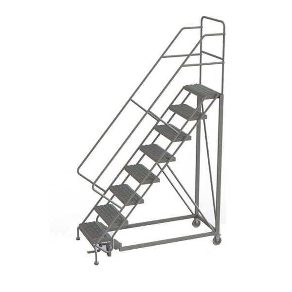 116 in H Steel Rolling Ladder, 8 Steps