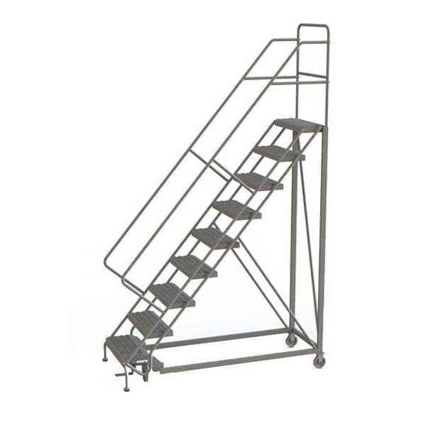 126 in H Steel Rolling Ladder, 9 Steps