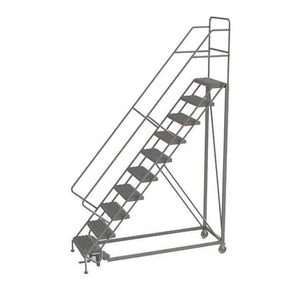 136 in H Steel Rolling Ladder, 10 Steps