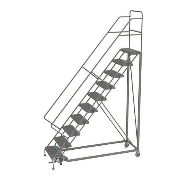 136 in H Steel Rolling Ladder, 10 Steps