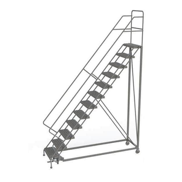 156 in H Steel Rolling Ladder, 12 Steps