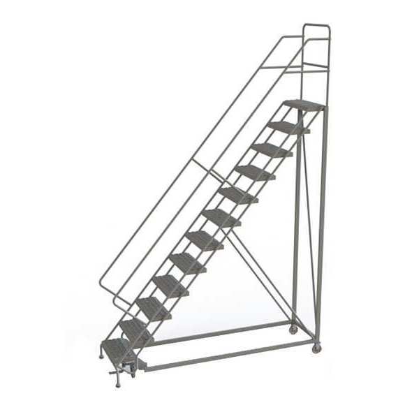 156 in H Steel Rolling Ladder, 12 Steps