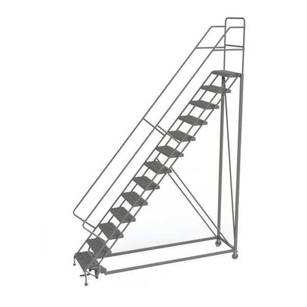 166 in H Steel Rolling Ladder, 13 Steps