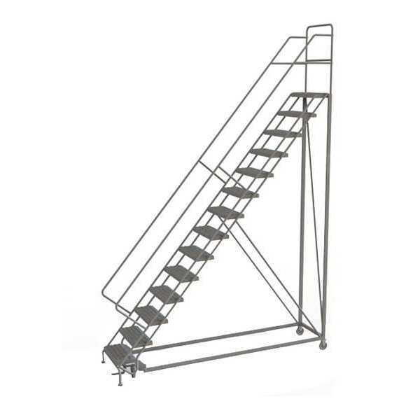 176 in H Steel Rolling Ladder, 14 Steps