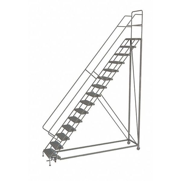 186 in H Steel Rolling Ladder, 15 Steps