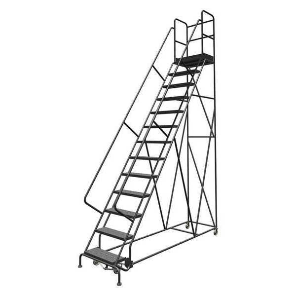 166 in H Steel Rolling Ladder, 13 Steps