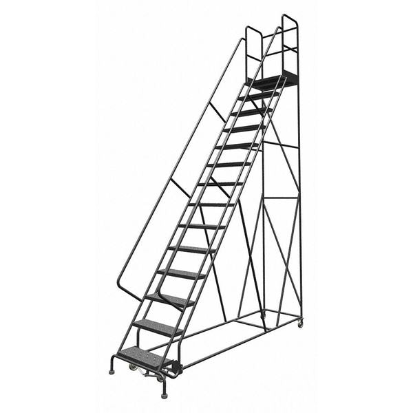 176 in H Steel Rolling Ladder, 14 Steps