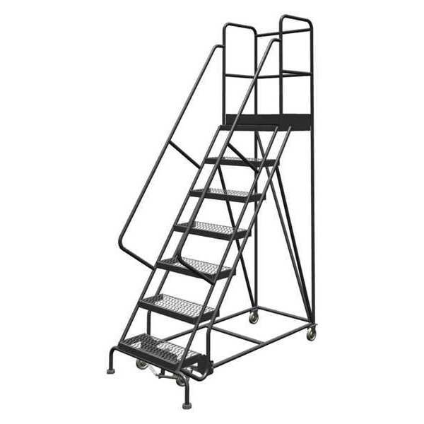 106 in H Steel Rolling Ladder, 7 Steps