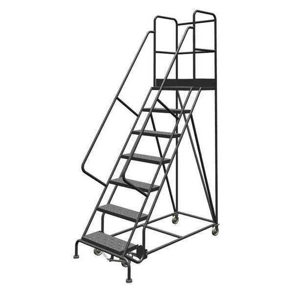 106 in H Steel Rolling Ladder, 7 Steps