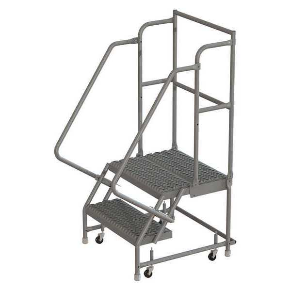 56 in H Steel Rolling Ladder, 2 Steps