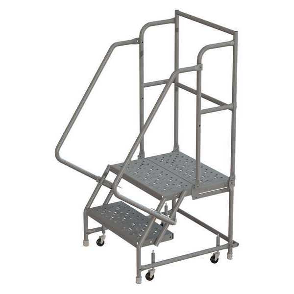 56 in H Steel Rolling Ladder, 2 Steps
