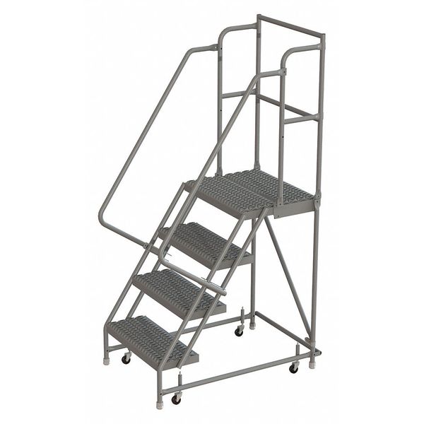 76 in H Steel Rolling Ladder, 4 Steps